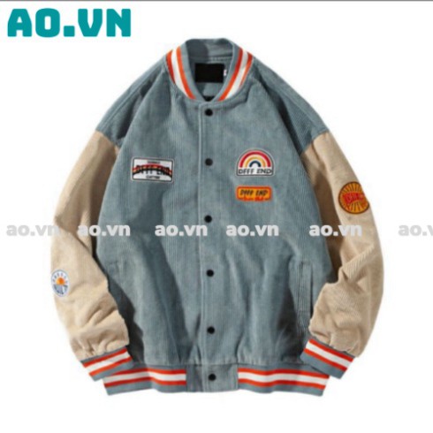 Áo Bomber/ Áo khoác nhung tăm DeepEnd cúc bấm nam nữ MND ao.vn