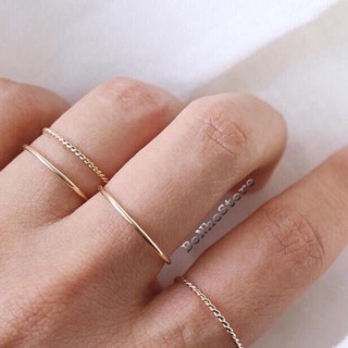 Set 2 nhẫn trơn tròn + 2 nhẫn xoắn đơn (Bạc 925)