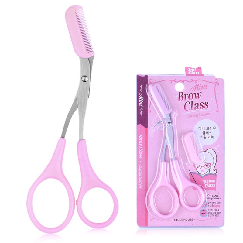 [Hàng mới về] Kéo tỉa lông mày bằng thép không gỉ tiện dụng kèm lược nhựa abs resin