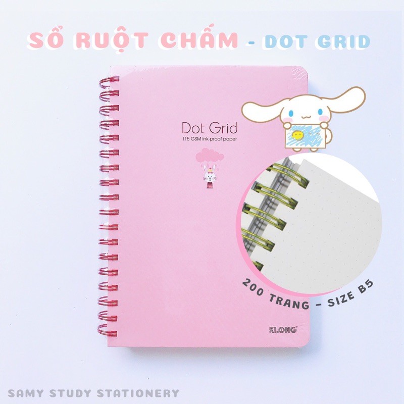 SỔ KLONG B5 200 trang SỔ RUỘT CHẤM DOT GRID GÁY LÒ XO SIÊU DÀY (ĐỌC MÔ TẢ) -SỔ BULLET JOURNAL