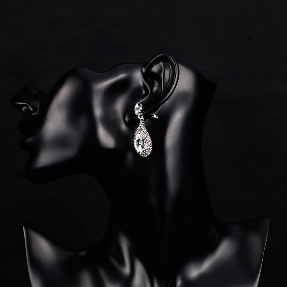 Cặp khuyên tai tạo hình giọt nước đính đá nhân tạo sang trọng cho nữ
