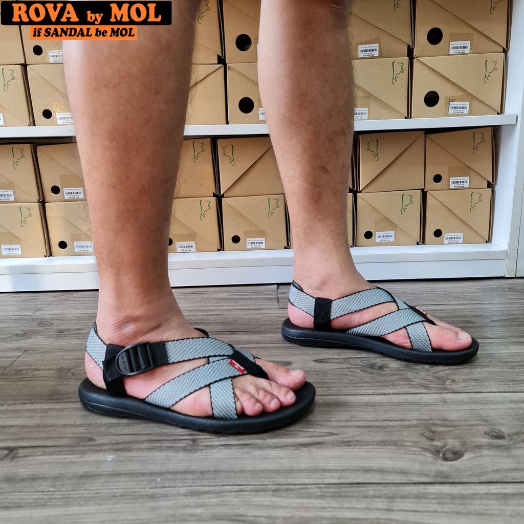 Giày sandal nam quai chéo Rova RV133G màu xám