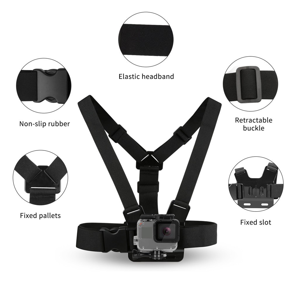 Lammcou Adjustable Harness Chest Strap Head Strap Belt Compatible with GoPro Hero 9 8 7 5 Black Osmo Yi Go Pro Action Camera Accessory