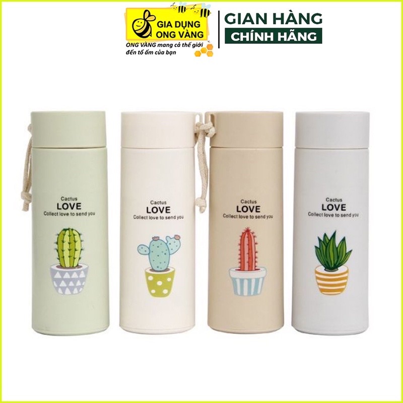 Bình đựng nước giữ nhiệt xương rồng 2 lớp 450ml