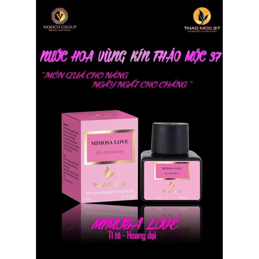 Nước Hoa Vùng Kín Thảo Mộc 37 - Màu Hồng (Mimosa Love) Mẫu Mới