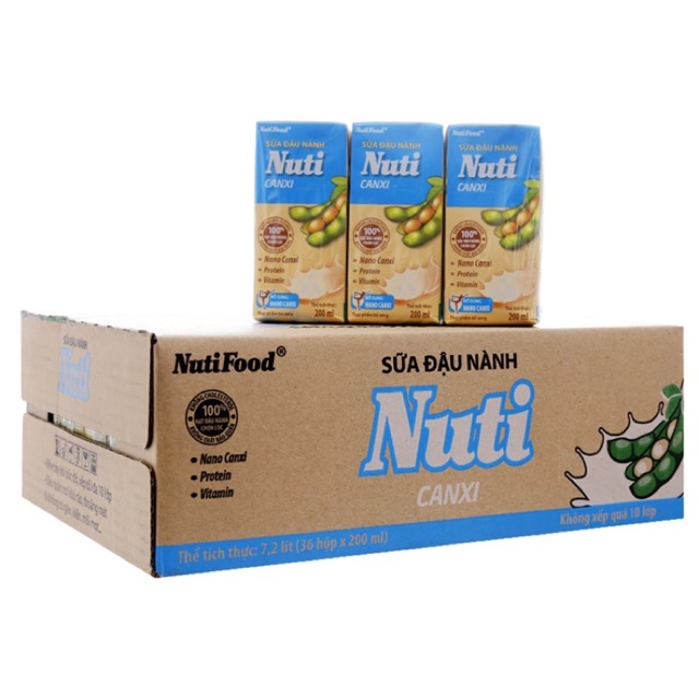 Thùng sữa đậu nành Nuti Nutifood loại hộp có ống hút 200ml