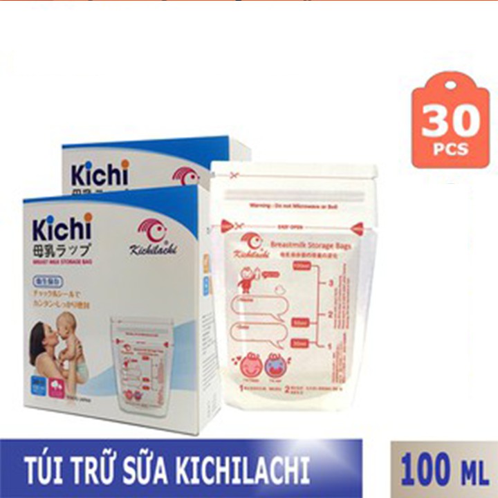 Túi Trữ Sữa Kichilachi 100ml 2 Lớp Ziper - Hộp 30 Túi