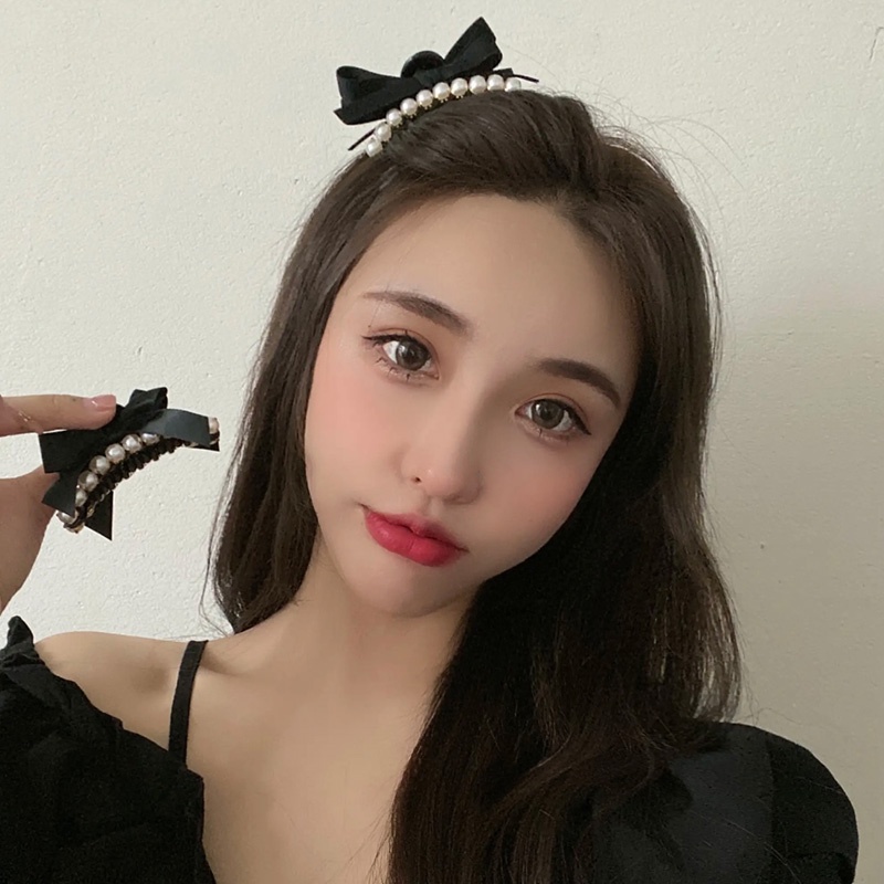 Kẹp Tóc Nơ Đính Đá Hai Mặt Bằng Lưới Xinh Xắn Thời Trang