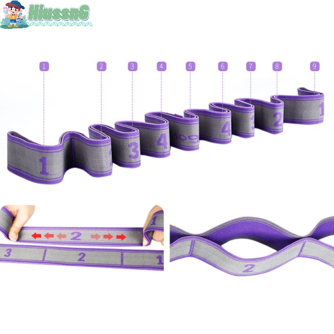 Dây Đai Kháng Lực 9 Vòng Co Giãn Hỗ Trợ Luyện Tập Yoga / Thể Thao