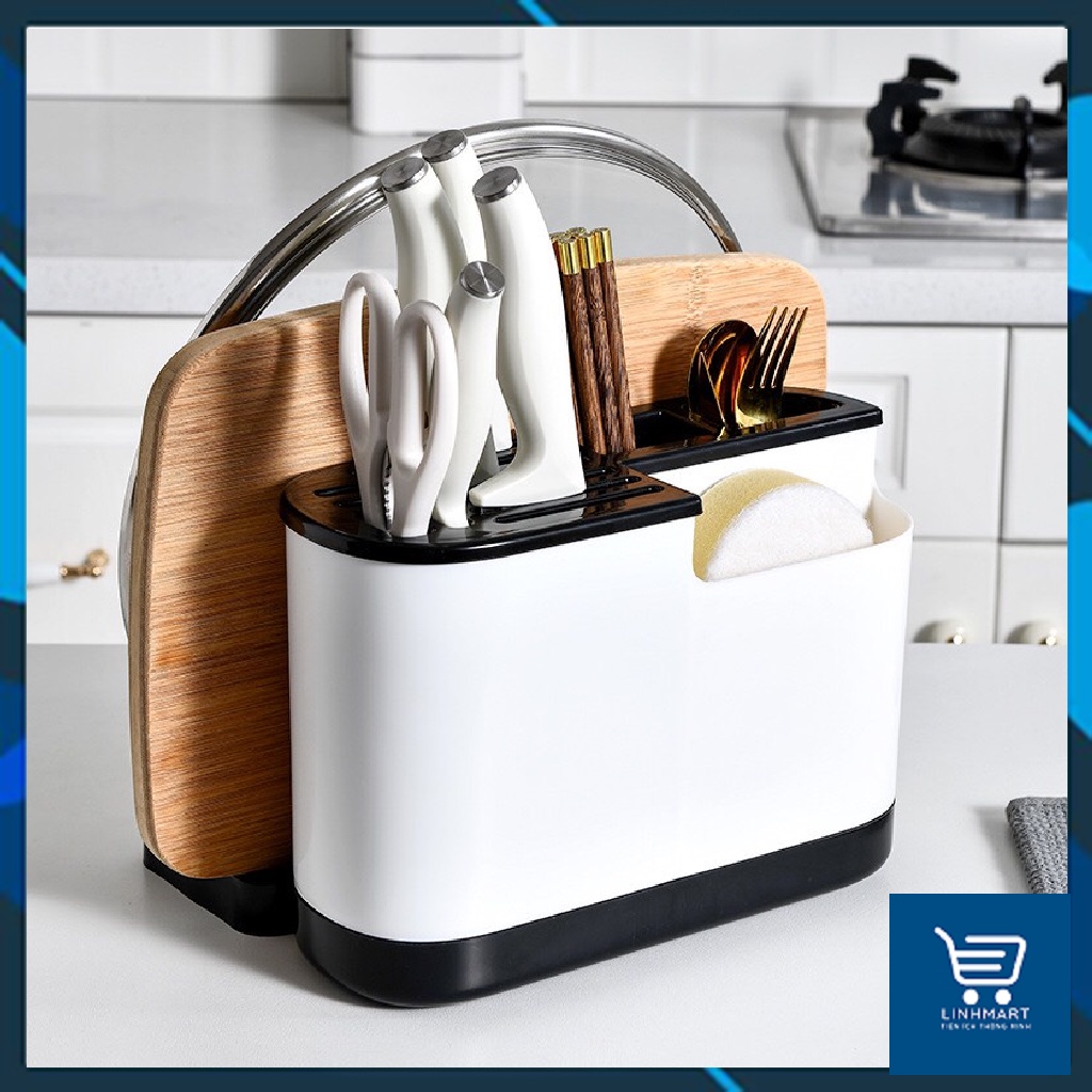 Hộp Đựng Đũa, Cài Dao, Kết Hợp Giá Để úp Thớt Nắp Vung Để Đồ Nhà Bếp Đa Năng (Loại có hộp dày dặn)