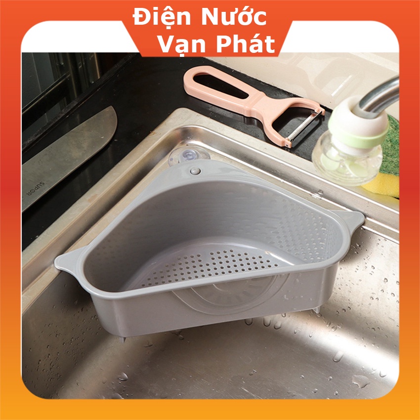 Rổ nhựa tam giác cài bồn rửa nhỏ gọn có lỗ thoát nước, rổ cài cạnh vòi rửa bát giá rẻ