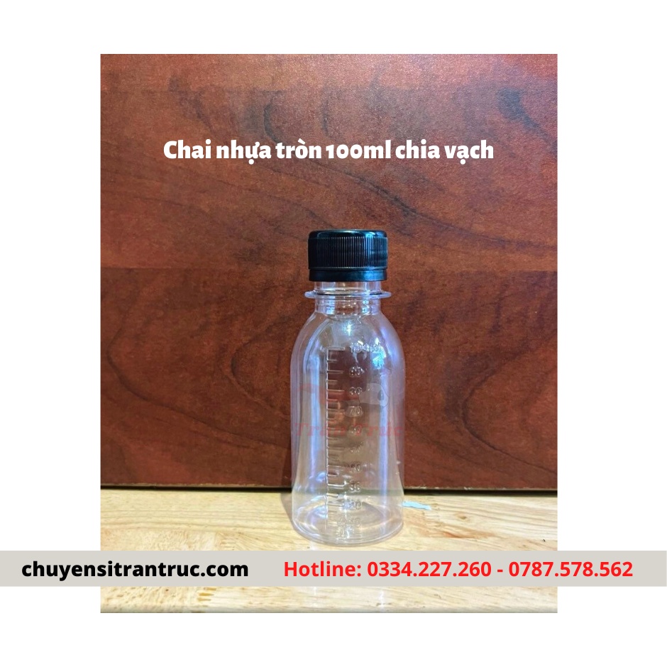 [HÀNG SẴN] Combo 10 Chai nhựa 100ml chia vạch kèm nắp