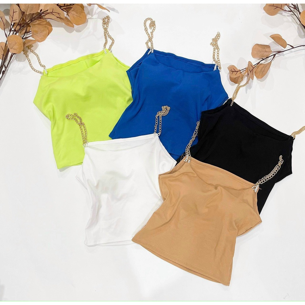 Áo 2 dây xích croptop trơn có mút ngực cực hot , chất thun bozip mềm mịn alohashop91