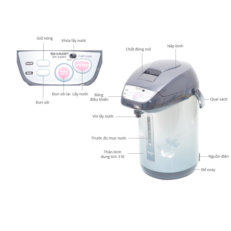 Bình Thủy Điện Sharp KP-Y32PV - Hàng Chính Hãng