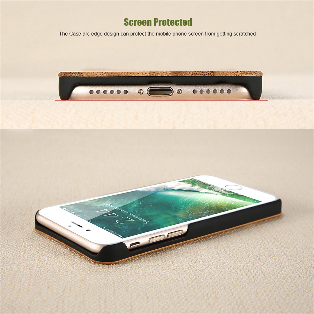Ốp điện thoại chống trầy độc đáo phối chất liệu gỗ + PC cho iPhone 11 Pro Max XS Max XR X 8 7 6S 6 Plus 5 5S SE