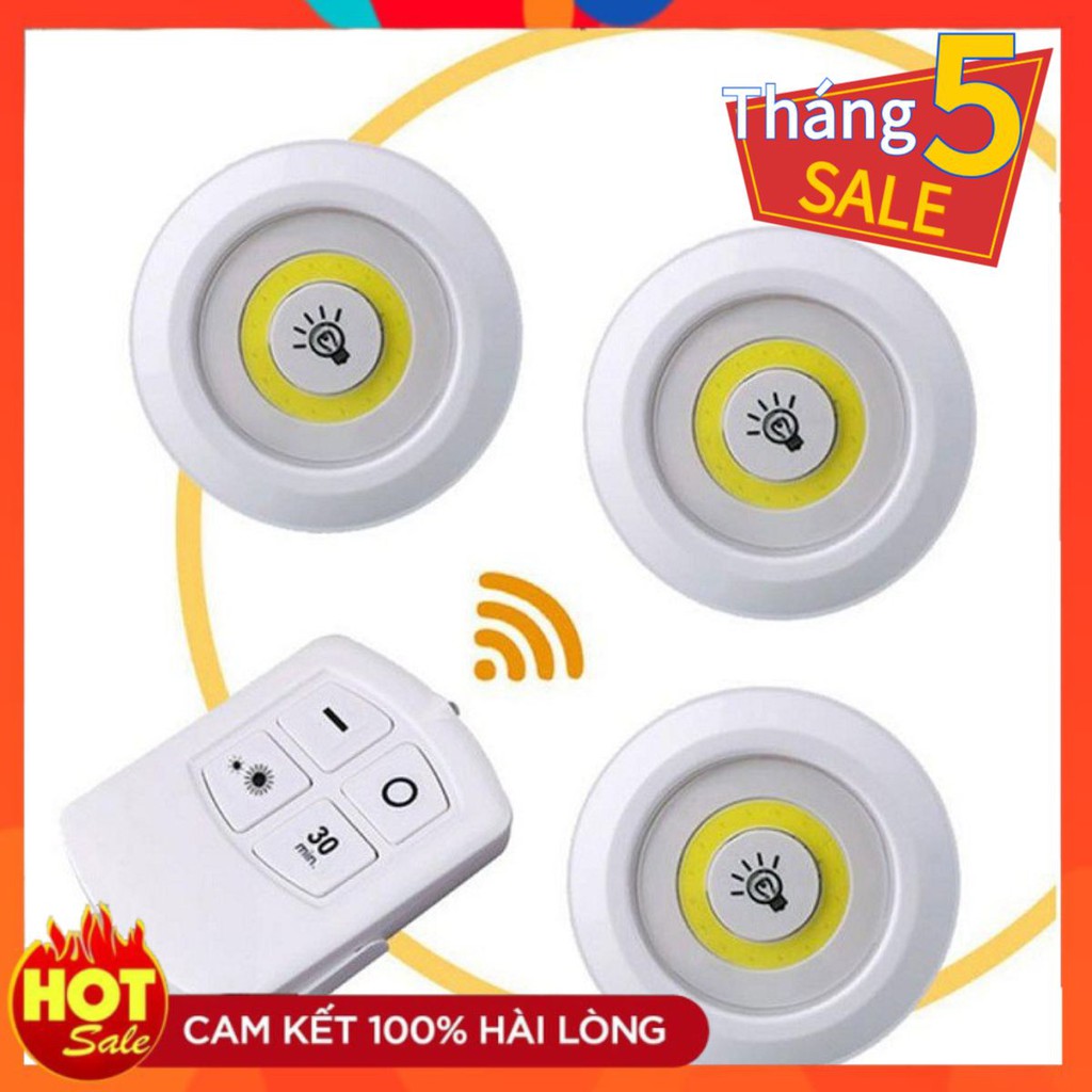 [SP HOT] Bộ 3 đèn LED + 1 remote tiện dụng gắn tường tủ, có chức năng hẹn giờ tắt