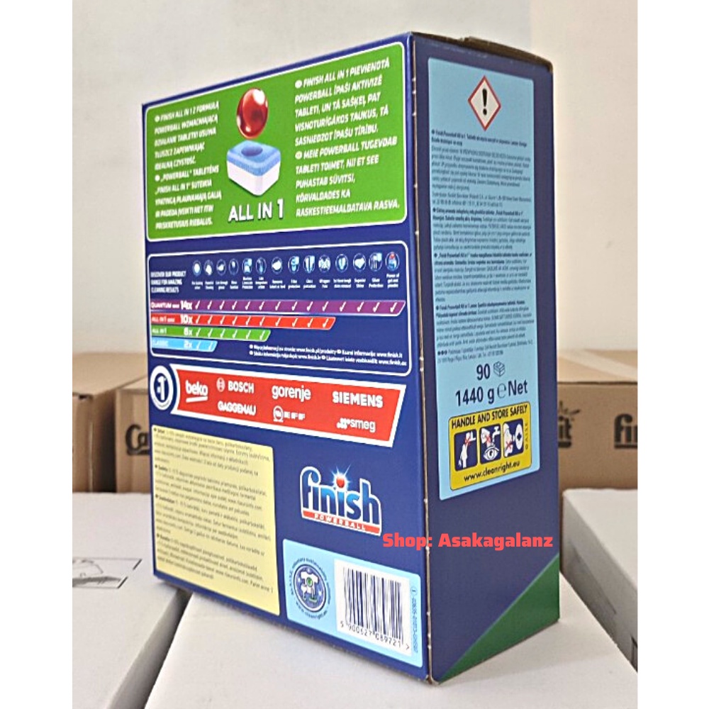 Viên rửa bát Finish All in 1 90 viên, Hương Chanh - [ Hàng Chính Hãng ].