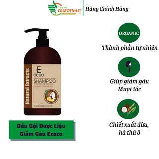 Dầu gội dược liệu sạch giảm gàu,ngăn ngừa gàu quay trở lại Ecoco với chiết xuất dừa, hà thủ ô