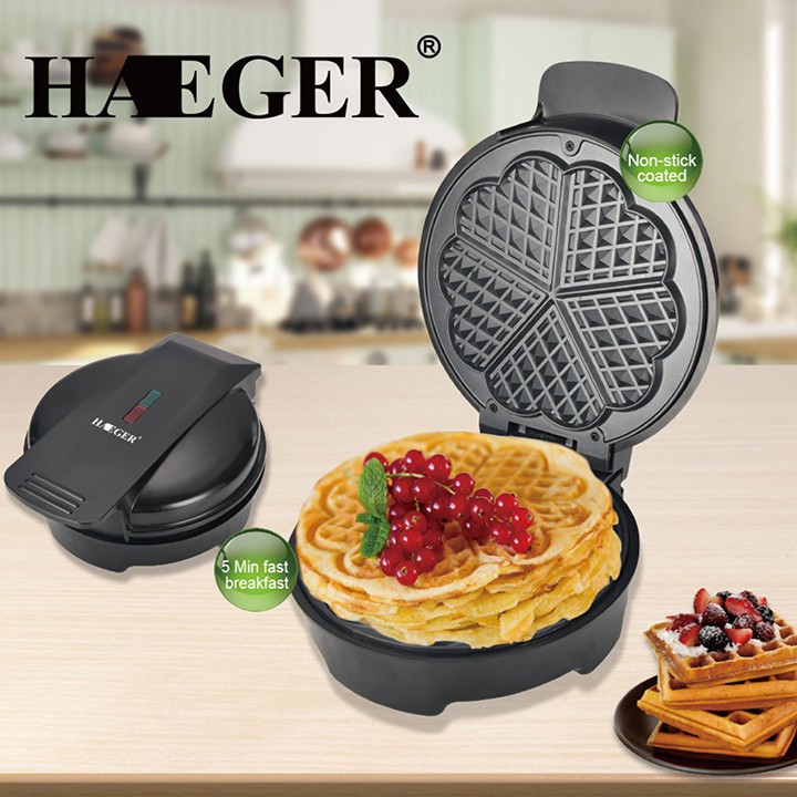 [Mã ELHADEV giảm 4% đơn 300K] Máy làm bánh Waffle, Nướng bánh kẹp tổ ong Haeger 1000W chính hãng