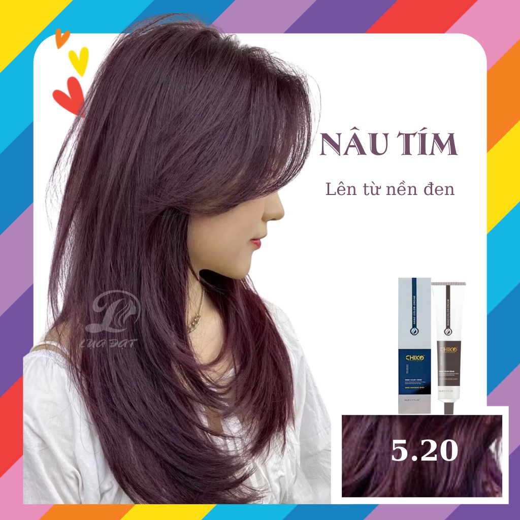 NÂU TÍM-Thuốc nhuộm tóc màu tím nho-nâu tím màu nhuộm không tẩy Chiko Kami