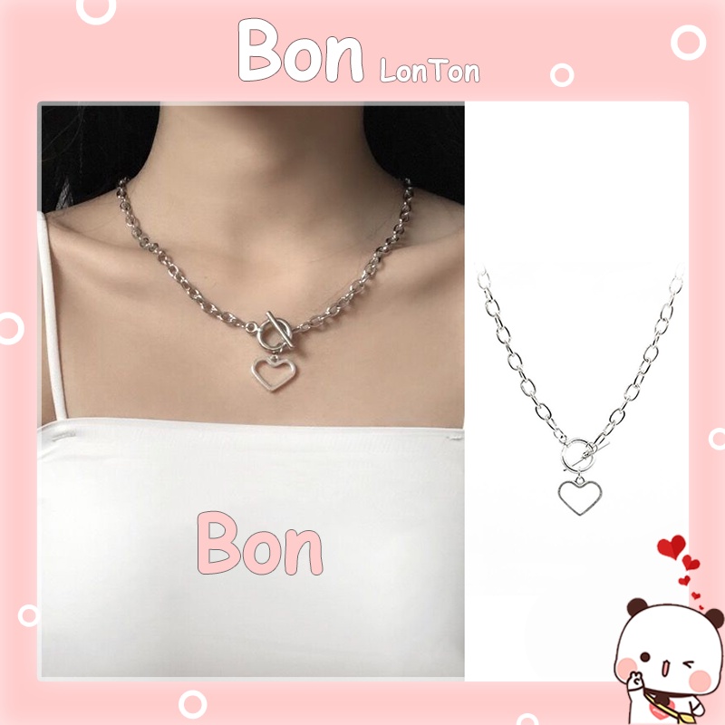 Vòng cổ dây chuyền nữ xinh xắn màu bạc và vàng hình trái tim hàn quốc