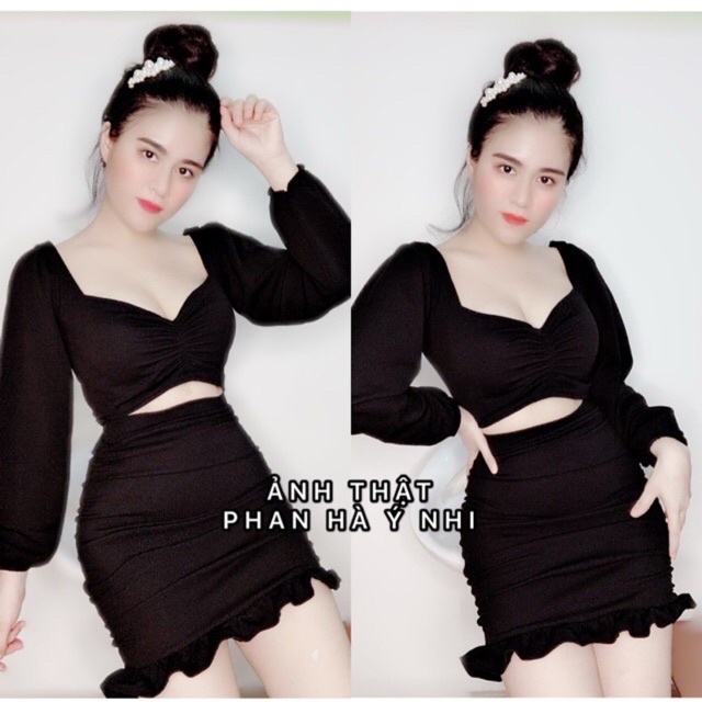 Set áo tay dài + chân váy