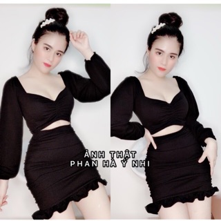 Set áo tay dài + chân váy
