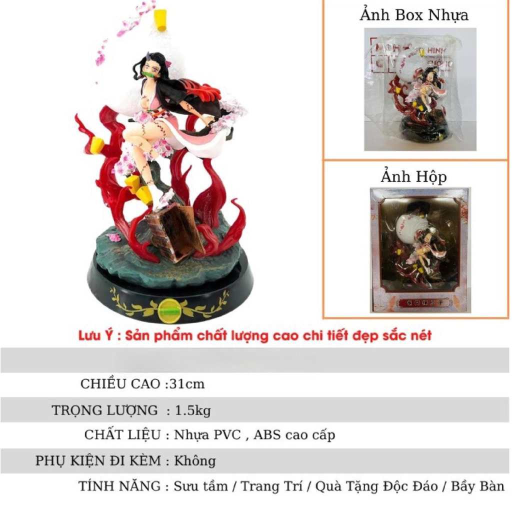 Mô hình Nezuko ác quỷ hoa anh đào cao 31cm cực đẹp, figure kimetsu no yaiba để bàn decor trang trí, mô hình demon slayer