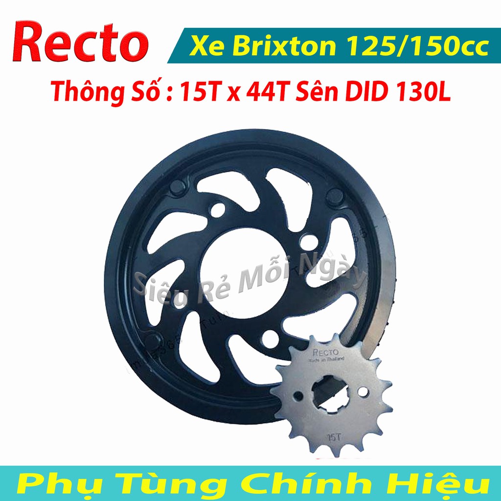 Bộ Nhông Sên Dĩa DID Brixton, CBR 125, 150cc Sên DID Đen 130L 10ly Thái Lan 15T x 44T