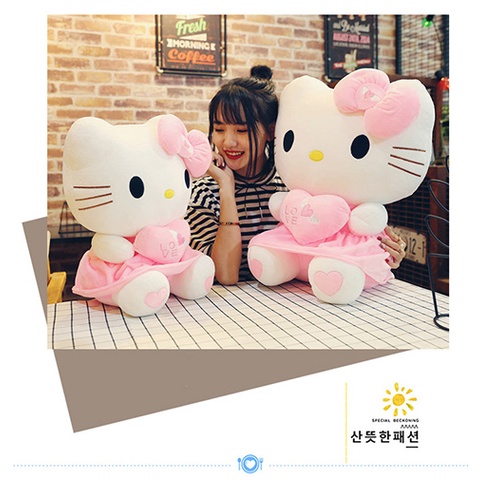 [Hàng mới về] Thú nhồi bông Hello Kitty Tim Hồng Xinh xắn