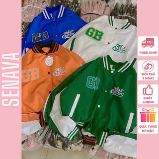 Áo khoác dù nữ bomber gió Ulzzang 2 Lớp cánh dơi form rộng In Chữ GB SENAVA AK44