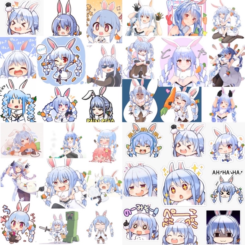 Ảnh dán Sticker Vtuber Usuda pekora 30-60 cái ép lụa khác nhau /Hình dán decal Hololive Usada pekora