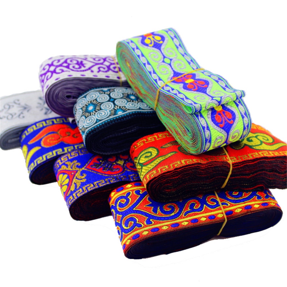 Set 7 Yards Vải Ren 5cm Họa Tiết Dân Tộc Dùng Làm Dây Ruy Băng Thủ Công DIY