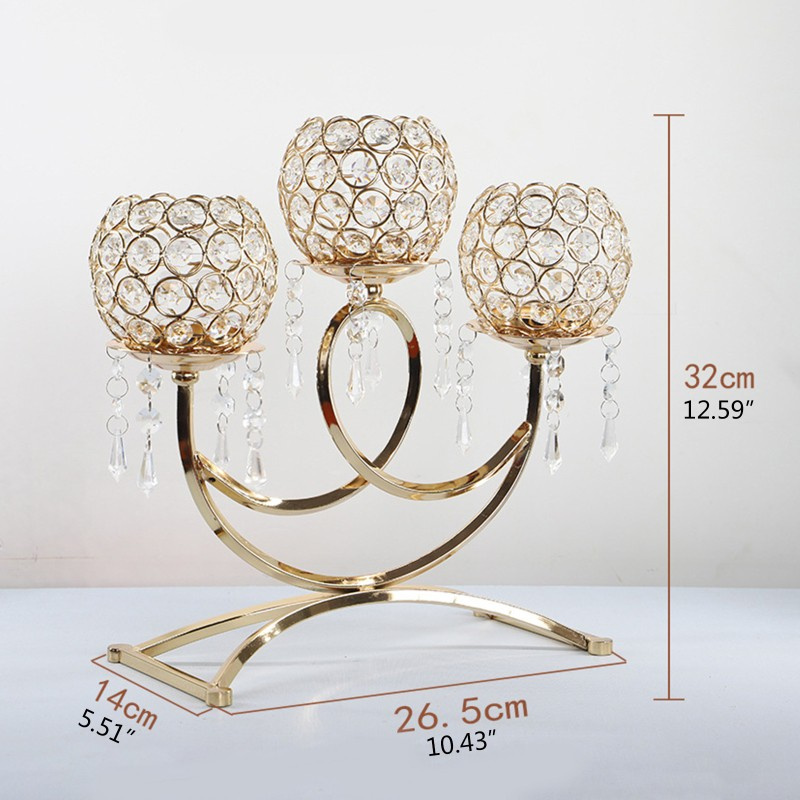 HO 3 Arms Crystal Candlestick Holders,Table Candelabras,Buffet Cabinet Candelabra Ornaments Table Centerpieces for Wedding