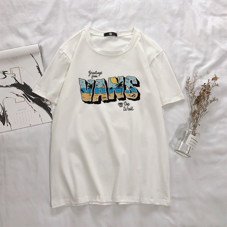 [FREESHIP] Áo thun tay lỡ nam nữ Vans Summer  oversize form rộng,áo phông rộng mùa hè basic tee phối quần jean