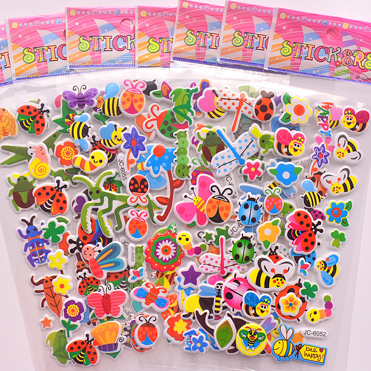 Set 5 tấm nhãn dán Sticker 3D dễ thương hoạt hình ngộ nghĩnh cho bé trang trí album ảnh, nhật kí, đồ vật