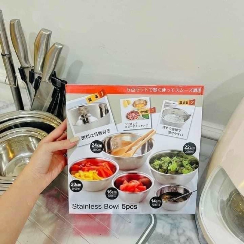 BỘ THAU INOX 5 món