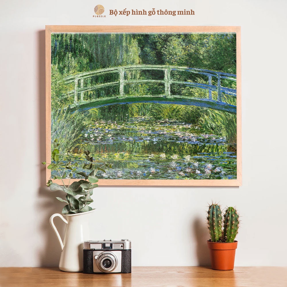 Bộ Xếp Hình Gỗ Thông Minh PLUZZLE hình 500 miếng - PZ244 - Water Lilies and Japanese Bridge | Không kèm khung tranh