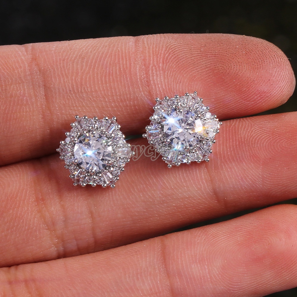 Bông Tai Đính Đá Zircon Trắng Sang Trọng