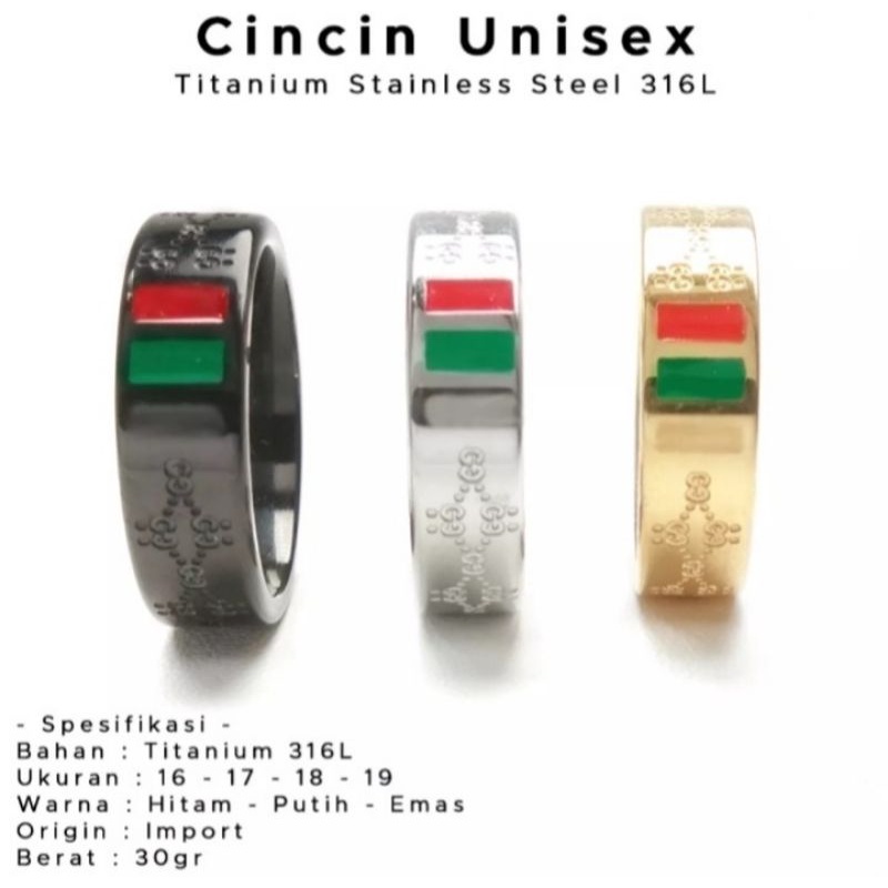 Nhẫn Gucci Đen Titan, Bạc, Vàng