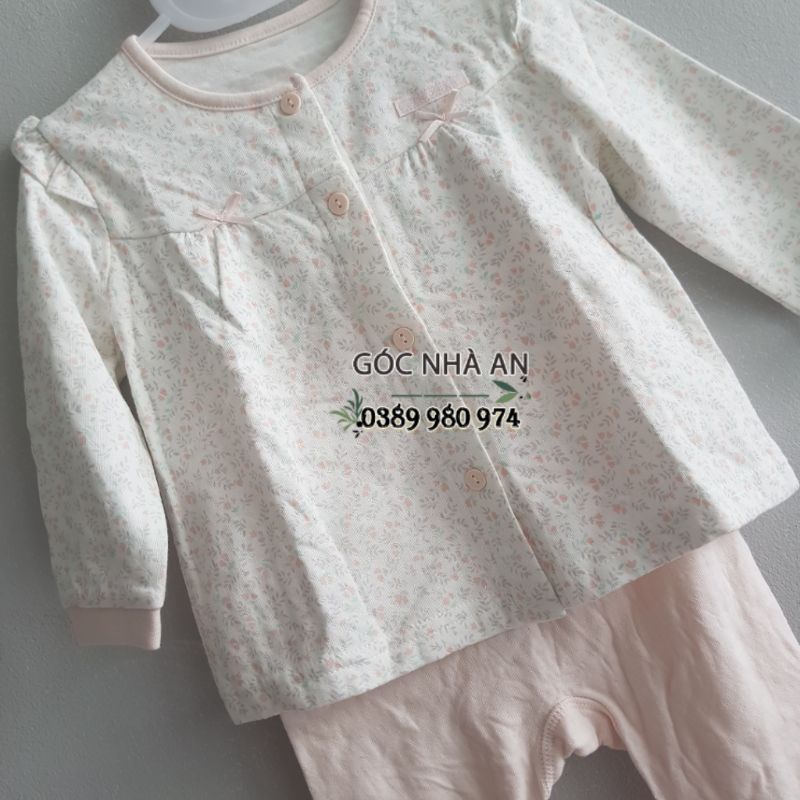 (SALE SỐC-THANH LÝ NGHỈ BÁN) Set bộ hoa nhí hồng thun cotton Organic xuất Hàn dư xịn size 90 (10-12kg)