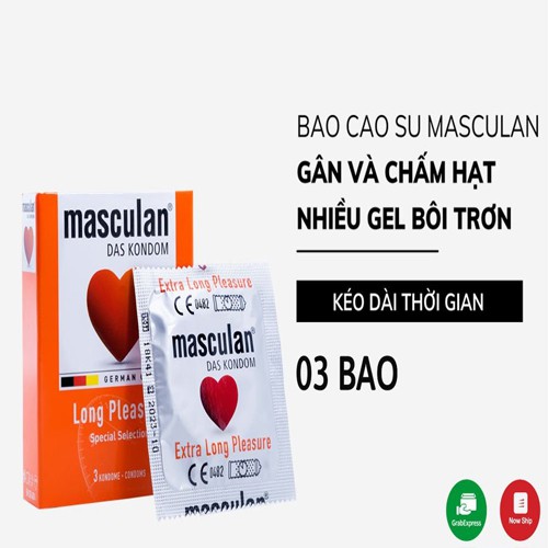 Bao Cao Su Gân, Gai, Kéo Dài Thời Gian Quan Hệ Masculan Long Pleasure Hộp 3 Chiếc