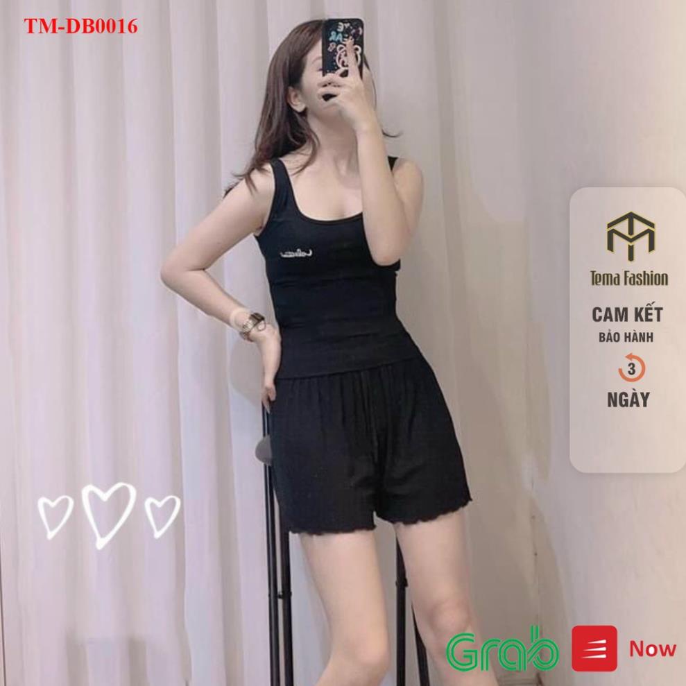 Đồ bộ nữ THÚY VỊTT cao cấp - Đồ bộ mặc nhà áo ba lỗ thêu chữ và quần đùi co giãn 4 chiều basic nhiều màu
