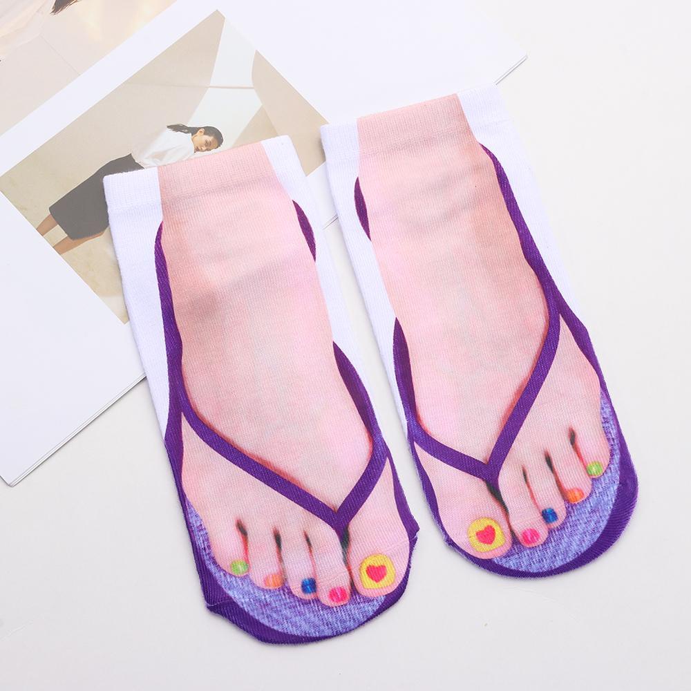 Upstopvn Đôi Vớ Cotton Cổ Thấp In Họa Tiết 3D Thoải Mái Dành Cho Thanh Thiếu Niên