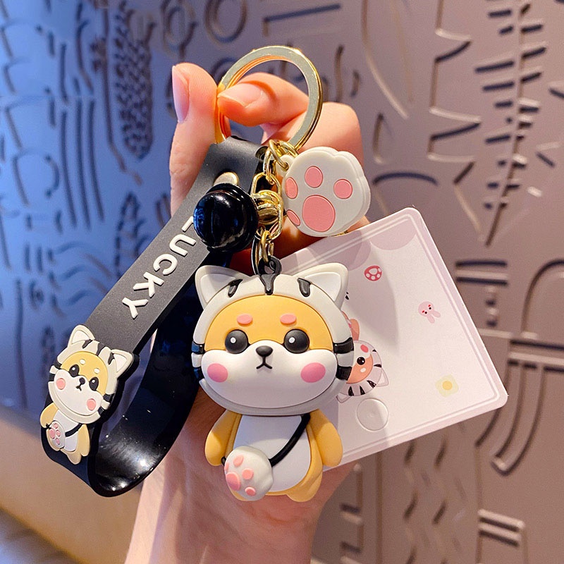 Móc khóa chó Shiba Cosplay: Mèo, Hổ ... biểu cảm dễ thương nhiều màu sắc Ráp làm quà tặng bạn bè, móc treo balo -TH09