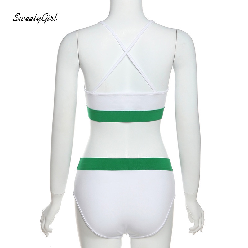 Set Áo Hai Dây + Quần Short Màu Sắc Tương Phản Quyến Rũ Thời Trang Cho Nữ 2022