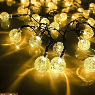 Bộ dây đèn led bóng bọt biển pha lê trong suốt 70 bóng mix màu lung linh trang trí nhà cửa