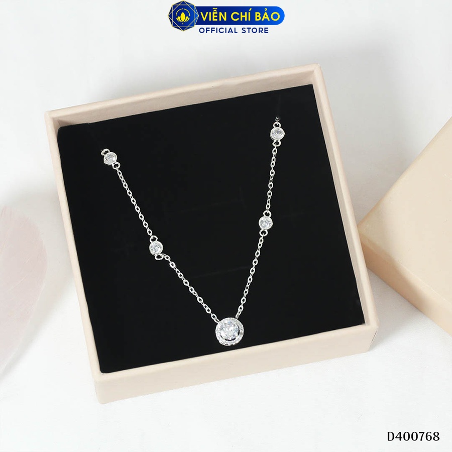 Dây chuyền bạc nữ mặt đá tròn new chất liệu bạc 925 thời trang phụ kiện trang sức Viễn Chí Bảo D400768