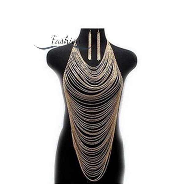 Set dây chuyền và đôi khuyên tai dáng dài bằng hợp kim phong cách thời trang cá tính dành cho nữ