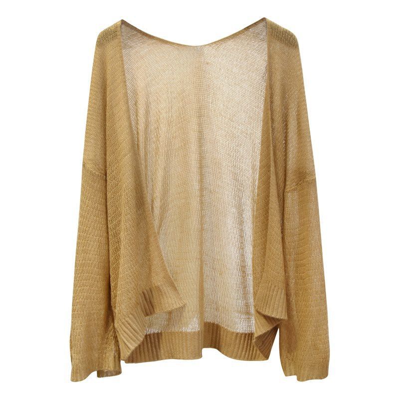 Áo khoác cardigan len dáng rộng dài tay áo choàng chống nắng không cài cúc | BigBuy360 - bigbuy360.vn